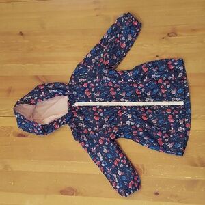 Primark kids windbreaker navy blue red pink floral size 18-24